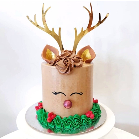 Décoration de gâteau en forme de cerf ou d'élan, fait à la main, 2 pièces, pour fête de noël, nouvel an ► Photo 1/6