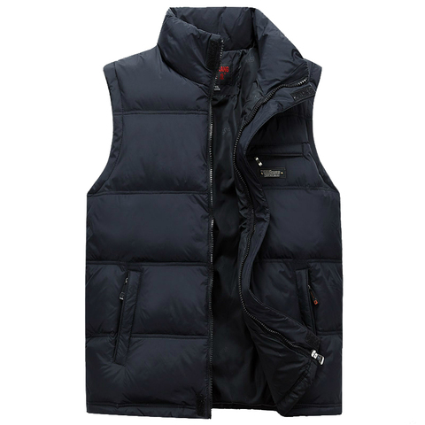 Gilet d'hiver pour hommes, veste Masculine épaisse en duvet de canard, sans manches, avec poches, 4XL, à la mode, grande taille ► Photo 1/6