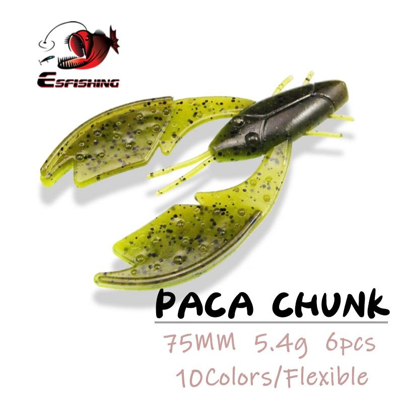 Espêche PACA morceau Craw 75mm 5.4g 6 pièces de pêche LureLure souple pêche carpe leurre ► Photo 1/6