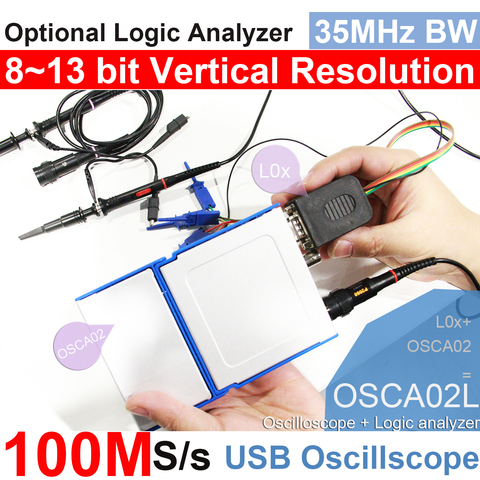 LOTO – Oscilloscope OSCA02 USB/PC, taux d'échantillonnage 100 MS/s, bande passante 35MHz, pour automobile, amateur, étudiant, ingénieurs ► Photo 1/6