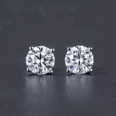 18k or blanc Moissanite boucle d'oreille goujon 1CT 6.5MM VVS laboratoire Diamod Fine bijoux pour femmes mariage fête anniversaire cadeau réel Au750 ► Photo 1/5