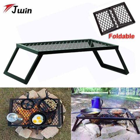 Pliant Camp Grille Pour la Cuisson Cheminée Barbecue Pliable Rack Portable Camping Grill Barbecue pour Plein Air Accessoire ► Photo 1/6