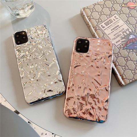 3D Rêve Coque Placage Argent Feuille D'or pour iphone XS 11 12 Mini Pro Max XR X 6S 7 8 Plus SE2 Paillettes Couverture Arrière Souple ► Photo 1/6