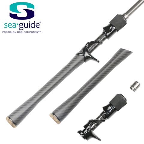 SEA GUIDE – Manche en fibre de carbone pour canne à pêche de type casting,kit avec poignée triangle, y compris porte-moulinet, accessoire DIY de construction et réparation, longueur totale, composant, blanc, ► Photo 1/6