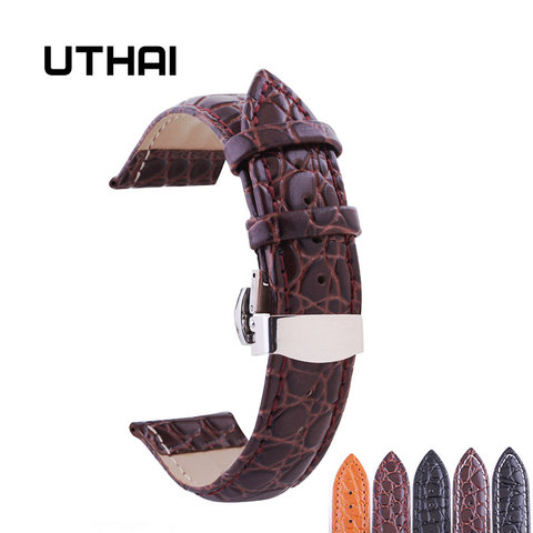 UTHAI – bracelet de montre B03 en cuir véritable de veau, 18mm 19mm 20mm 21mm 22mm 24mm ► Photo 1/5