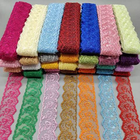 Tissu de garniture en dentelle 10 yards 4CM de large pour vêtements de bricolage, ruban de dentelle, tissu de literie, rideau, housse de coussin de canapé, vente en gros ► Photo 1/6