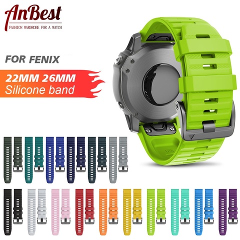 ANBEST 26mm 22mm bracelet pour Fenix 6X/ 6X Pro/5X/3 bracelet en Silicone souple pour Fenix 6/6 Pro/5/5 Plus accessoires ► Photo 1/6