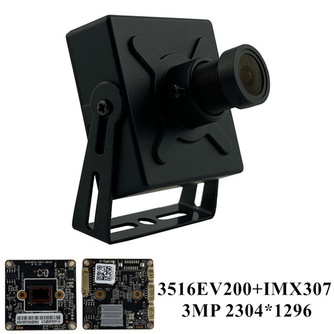 3MP Sony IMX307 + 3516EV200 IP Mini caméra boîte métallique M12 objectif 2304*1296 H.265 Onvif toutes les couleurs CMS XMEYE P2P Audio 48V PoE RTSP ► Photo 1/6