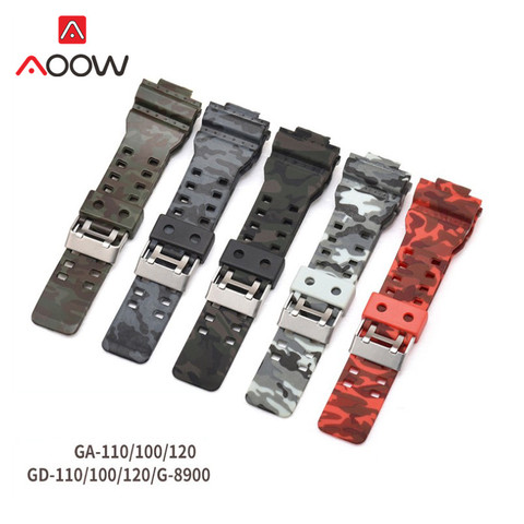 Bracelet de montre en Silicone pour homme, 16mm, en caoutchouc, étanche, Camouflage, Casio g-shock, GA-110, GA-100, GA-120 ► Photo 1/6