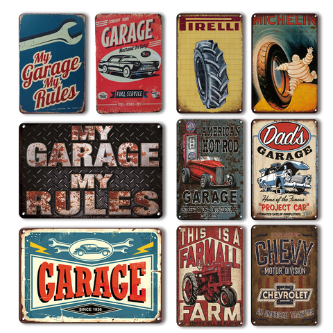 Plaque decorative Mural garage auto -deco vintage maison voiture auto