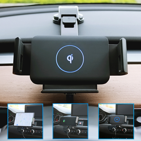 Pince automatique support de navigation horizontale voiture chargeur sans fil pour Samsung galaxy fold Z Fold2 Note9 S20 support Ultra 5G Note10 S10 S9 S8 Note8 iPhone 12 XR 12Pro XS Max 11 Pro X XIAOMI HUAWEI ► Photo 1/6