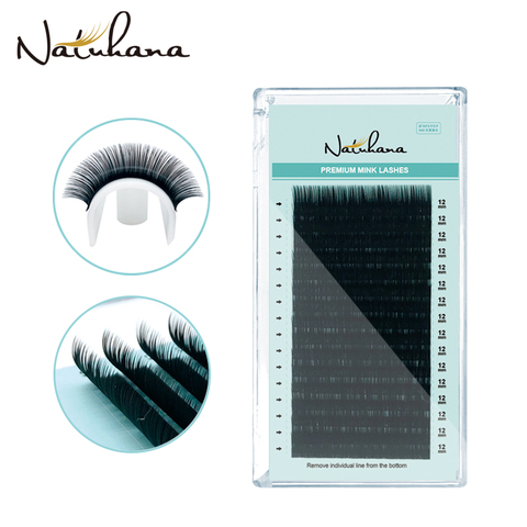 NATUHANA – extensions de cils en soie naturelle, 16 lignes, PBT coréen, boucles BCD individuelles professionnelles, Faux cils en vison ► Photo 1/6