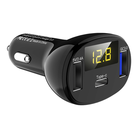 QC3.0 QC Type C PD DC 12V USB Type multi-volts voltmètre moniteur double USB voltmètre numérique affichage pour chargeur de voiture rapide rapide ► Photo 1/6