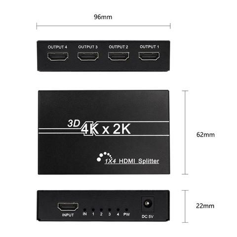 Répartiteur Hdmi 1x4 commutateur HDMI adaptateur d'alimentation cc 5V commutateur de sortie 1 en 4 pour Audio HDTV 4K 1080P DVD vidéo ► Photo 1/6