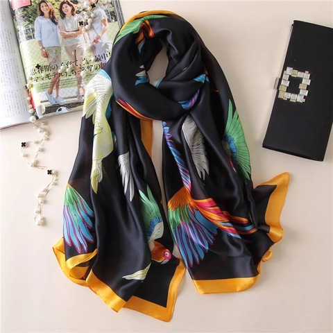 Foulard de qualité à fleurs pour femmes, Foulard en soie doux, châle, Foulard de plage, Hijab, bandana, 2022 ► Photo 1/6