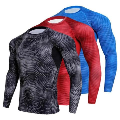 Chemise de Compression hommes gymnase course chemise séchage rapide respirant Fitness Sport chemise vêtements de Sport formation Sport serré Rashguard mâle ► Photo 1/6