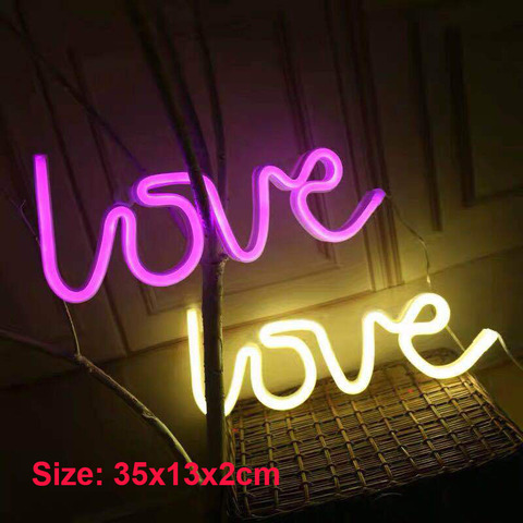 LED néons amour forme veilleuse signe lampe (boîte de batterie + USB) Double alimenté veilleuse pour mariage de noël en intérieur ► Photo 1/6