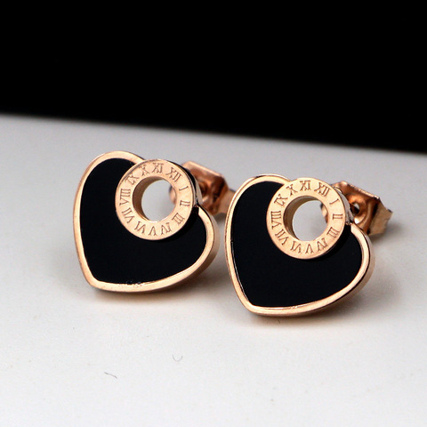 Boucles d'oreilles en forme de cercle romain pour femmes, bijoux à la mode, colorées, en forme de cœur de pêche, en or Rose, en titane, cadeau, vente en gros ► Photo 1/6