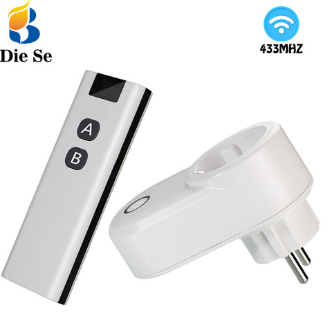 Prise Murale intelligente L'UE Télécommande Sans Fil et 433mhz Émetteur 220V 15A Programmable Commutateur de Prise Électrique pour LED ► Photo 1/6