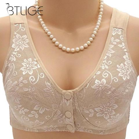 Sans fil coton soutien-gorge pour femmes Lingerie avant fermer t-back soutiens-gorge loisirs confortable sous-vêtements grande taille 44 42 40 38 36 34 B C D ► Photo 1/6