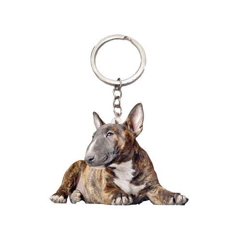 Bull Terrier-porte-clés chien pour hommes et femmes en acrylique, en acier inoxydable, porte-clés pour voiture, cadeau pour animaux assis ► Photo 1/1