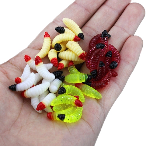 50pcs en plein air pêche d'hiver bionique appât souple puceron 2cm 0.5g fabrication artificielle appât souple évier accessoires de pêche leurres ► Photo 1/6