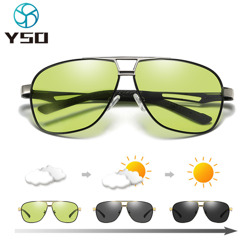 YSO-lunettes de soleil photochromiques vertes, UV400 polarisées, pour la conduite de la voiture, 2022, pour femmes et hommes, 8521 ► Photo 1/6