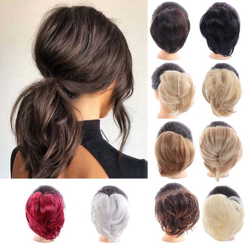 DIANQI-chignon coiffe donut synthétique | Cheveux naturels lisses résistants à la chaleur, bloc-pain, tendance chignon sur le côté populaire pour les cheveux ► Photo 1/6