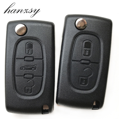 Coque de clé télécommande à 2 ou 3 boutons, pliable (CE0523/CE0536), avec lame VA2/HU83, pour voiture Peugeot 407, 408, 308, 107, 607, Partner ► Photo 1/6