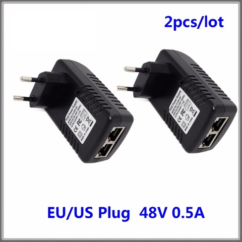 2 pièces/lot PoE injecteur cc 48V 0.5A puissance sur Ethernet IEEE802.3af/à adaptateur secteur pour PoE IP caméra Wifi AP VoIP ► Photo 1/5