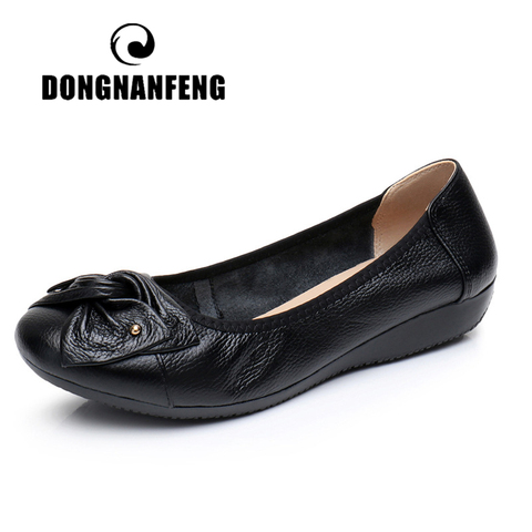 DONGNANFENG-mocassins en cuir véritable à bout rond pour femmes, femmes, chaussures plates, taille 35-43, sans lacet, été, ZBM-1108 ► Photo 1/6