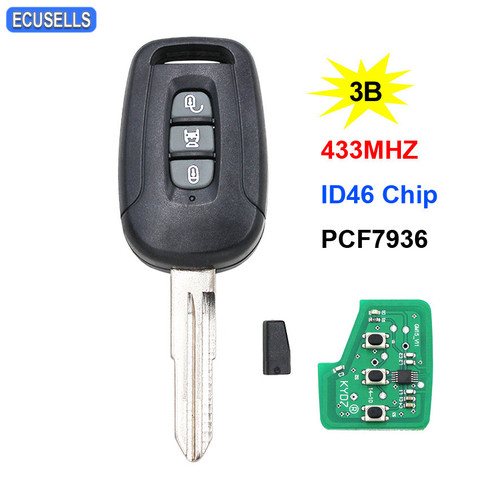 Clé télécommande intelligente à 3 boutons, 433MHz, transpondeur id46-pcf7936, pour voiture Opel Captiva, avec lame non découpée, pour voiture Opel Antara (2006, 2007, 2008, 2009) ► Photo 1/6