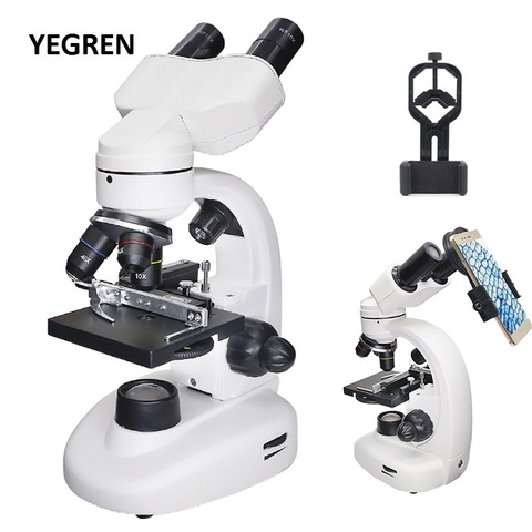 Microscope biologique binoculaire 40X-1600X avec tête rotative à 360 degrés, Microscope optique éclairé pour expérience d'étudiants ► Photo 1/6