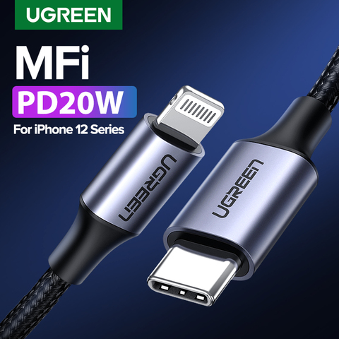 UGREEN USB C à câble de foudre pour iPhone 12 mini Pro Max PD18W 20W câble de charge rapide PD pour MacBook iPad Pro USB fil ► Photo 1/6