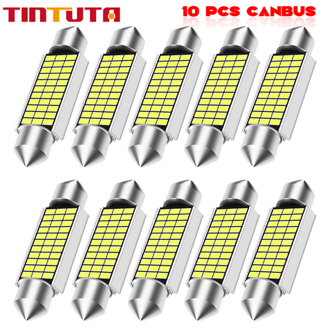 10 pièces Festoon C5W C10W ampoules 31mm 36mm 39mm 41mm lampe à Led voiture dôme lumière voiture intérieur lecture Lampsled feux de stationnement bleu glace ► Photo 1/6