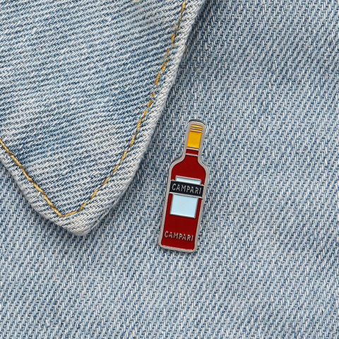 Campari-Mini broche en émail Liqueur rouge, Badge en Denim, épingle à revers, bijoux, cadeaux pour femmes hommes amis ► Photo 1/6