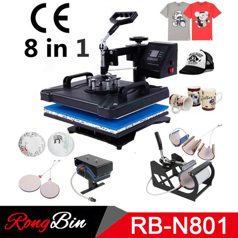 Machine 8 en 1 à Double affichage, 30x38CM, presse à chaleur combinée, imprimante par Sublimation pour casquettes, tasses, assiettes et t-shirts ► Photo 1/6