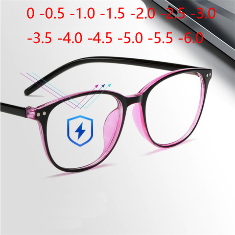 Rivets fini myopie lunettes femmes bleu Film revêtement ovale myopie lunettes-1.0 -1.5 -2.0 -2.5 -3.0 -3.5 -4.0 -4.5 -6.0 ► Photo 1/6