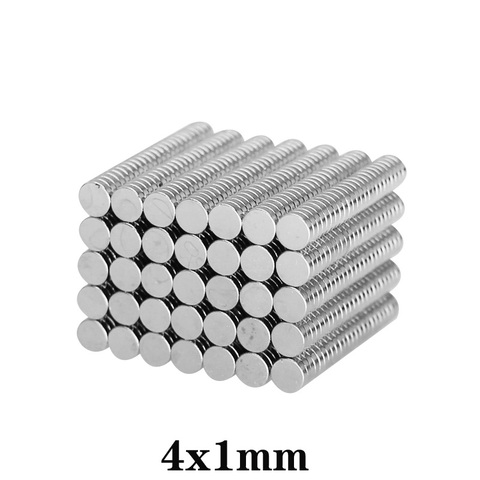 Disques magnétiques permanents en néodyme N35, 100 à 5000 pièces, Mini aimants circulaires puissants de 4x1mm, diamètre 4x1mm ► Photo 1/6