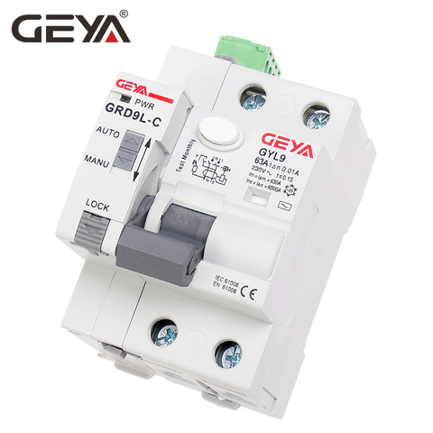 GEYA-disjoncteur à courant résiduel, télécommande, GRD9L-C/D, 2P 40a 63a 30ma 100ma 300ma RCCB ELCB RCD ► Photo 1/6