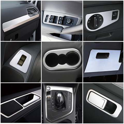 Autocollant de décoration en acier inoxydable, pour Volkswagen VW Tiguan MK2 2017 – 2022, accessoires d'intérieur, Console centrale argent mat ► Photo 1/6