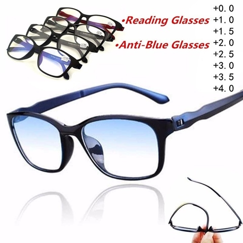 Lunettes de lecture Anti-fatigue pour hommes, Anti-fatigue, presbytes bleues, pour ordinateur, + 0.0 + 1.0 + 1.5 + 2.0 + 2.5 + 3.0 + 3.5 + 4.0, nouvelle collection ► Photo 1/6