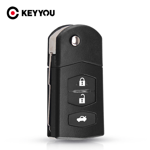 KEYYOU – coque de clé de voiture pour Mazda 3, 5, 6, M6, RX8, MX5, 3 boutons, pliable, étui de remplacement avec support de batterie ► Photo 1/6