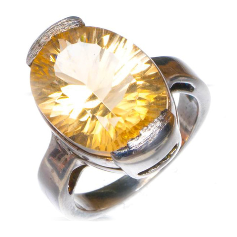 Citrine naturelle faite à la main Unique 925 bague en argent Sterling D1000 ► Photo 1/6