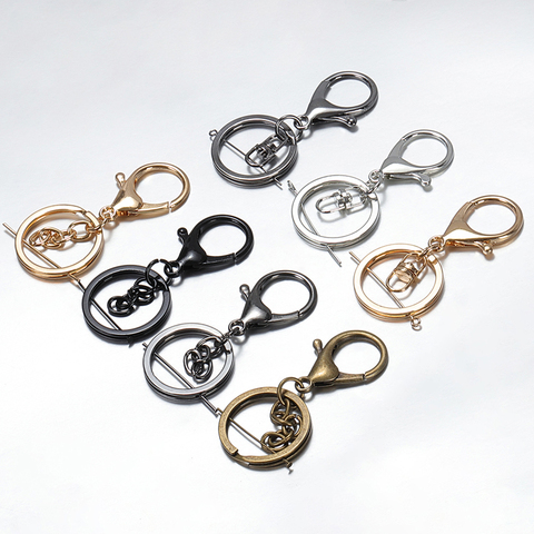 10 pièces 30mm fendu porte-clés Rhodium/Antique Bronze classique mousqueton fermoir porte-clés pour la fabrication de bijoux bricolage porte-clés fournitures ► Photo 1/6