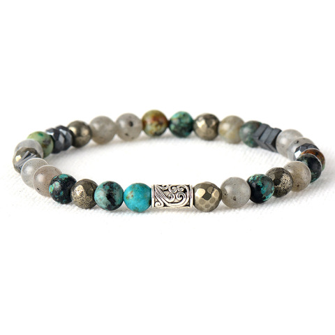 Bracelets lumineux Labradorite africaine, élastique, élastique, perles pour Couples amoureux hip hop, extensible, pour hommes et femmes ► Photo 1/2