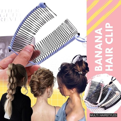 Pince à cheveux rétractable pour femmes, pince à Double glissière en forme de banane magique, accessoire de coiffure ► Photo 1/6