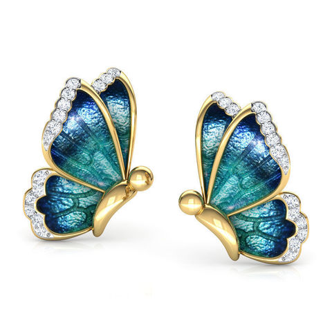 FDLK-boucles d'oreilles en strass, papillon peint à l'huile, Animal sauvage, bijoux pour femmes, pour fêtes d'anniversaire, pour filles, meilleur cadeau, 3 couleurs ► Photo 1/4