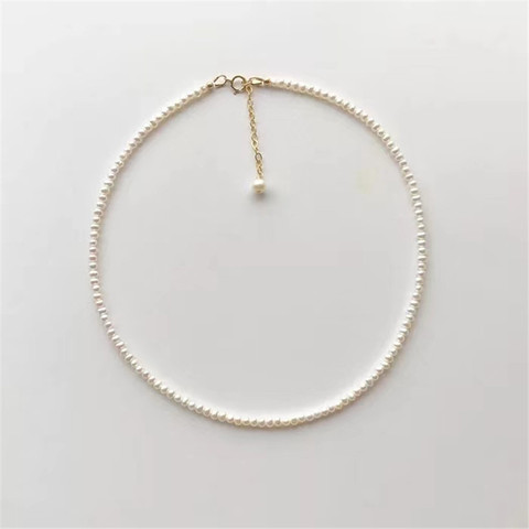 Mini collier de perles d'eau douce naturelles en argent sterling 925, fermoir Simple de 5 à 6MM ► Photo 1/6