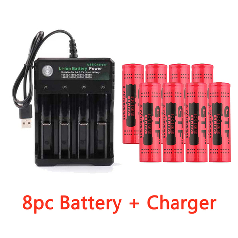 GTF 3.7V 18650 12000mAh batterie Rechargeable 2/4/8 pièces batterie + 4 fentes 3.7V 18650 USB chargeur ► Photo 1/6